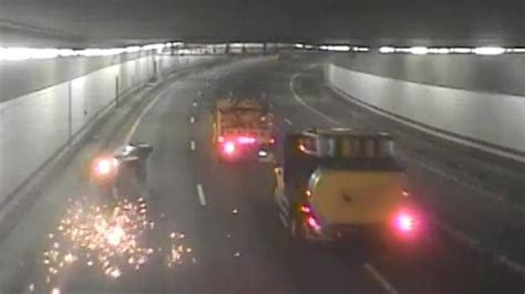 WATCH: O’Neill Tunnel cameras catch group of bicyclists on roadway, causing Boston drivers to hit brakes